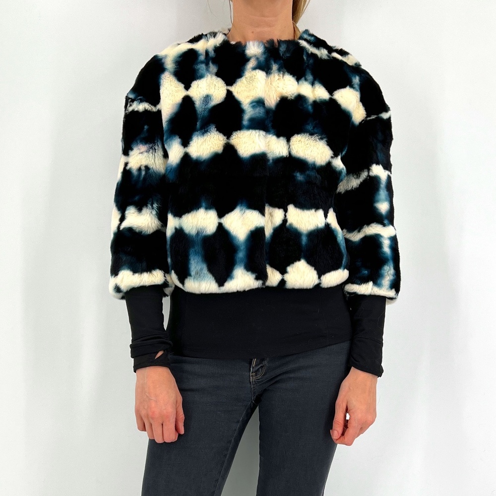 TASHA TARNO Tie dye real fur jacket